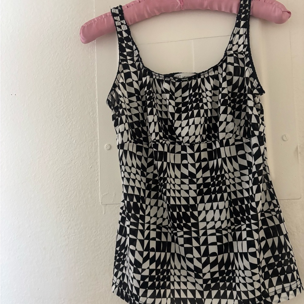 Micheal Klein Silk Checkered Blouse